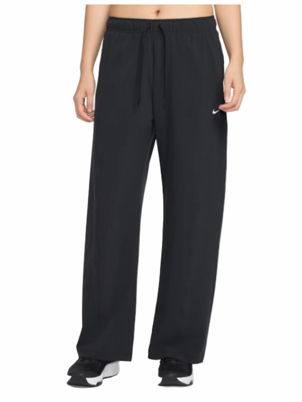 Nike Women's Wide Leg Black Swoosh Jogger Pants Size M Soft Loungewear Baggy